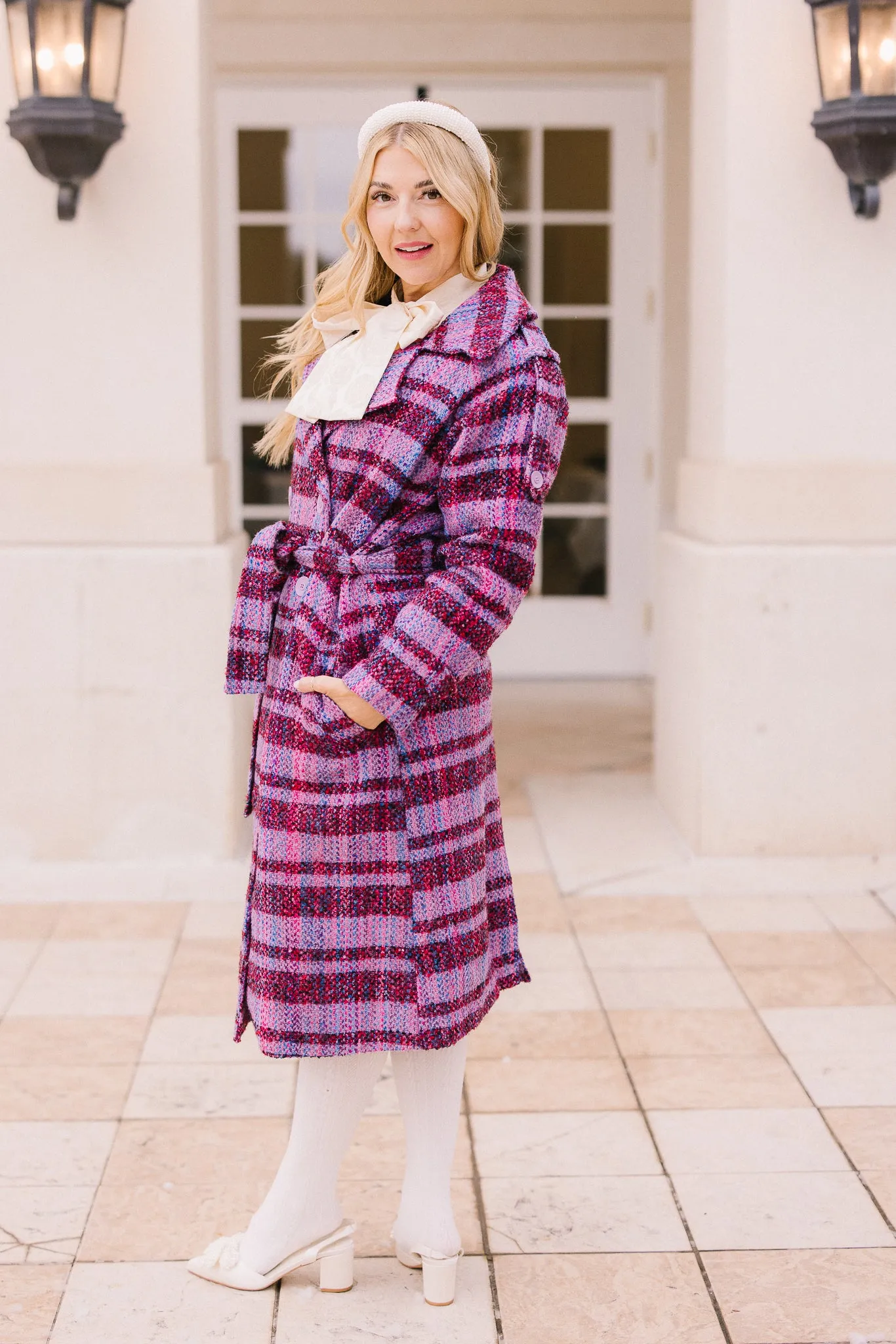 Holly Plaid Coat in Violet - FINAL SALE