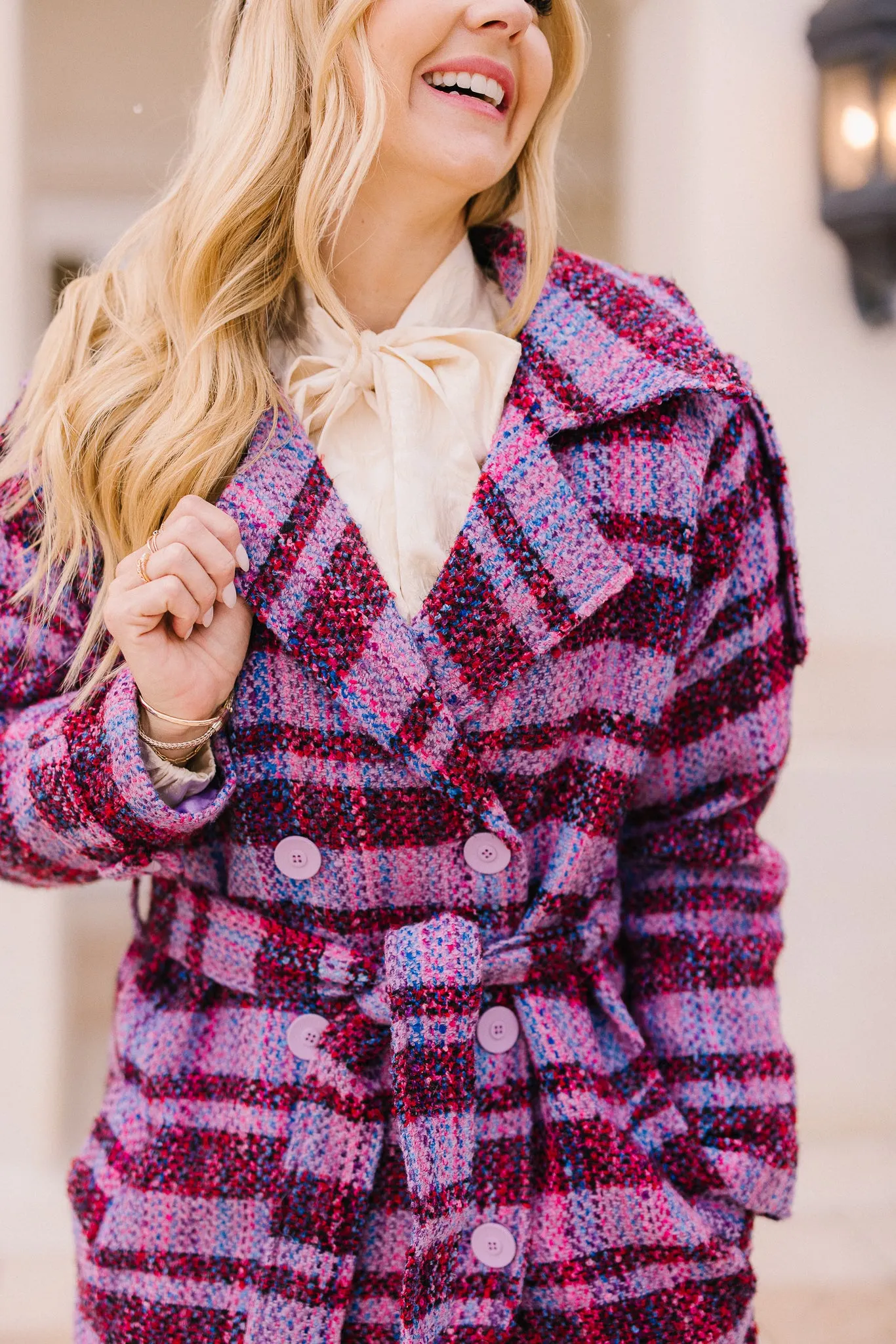 Holly Plaid Coat in Violet - FINAL SALE