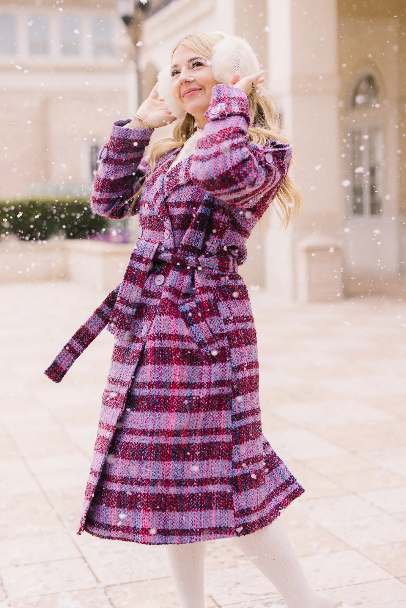 Holly Plaid Coat in Violet - FINAL SALE