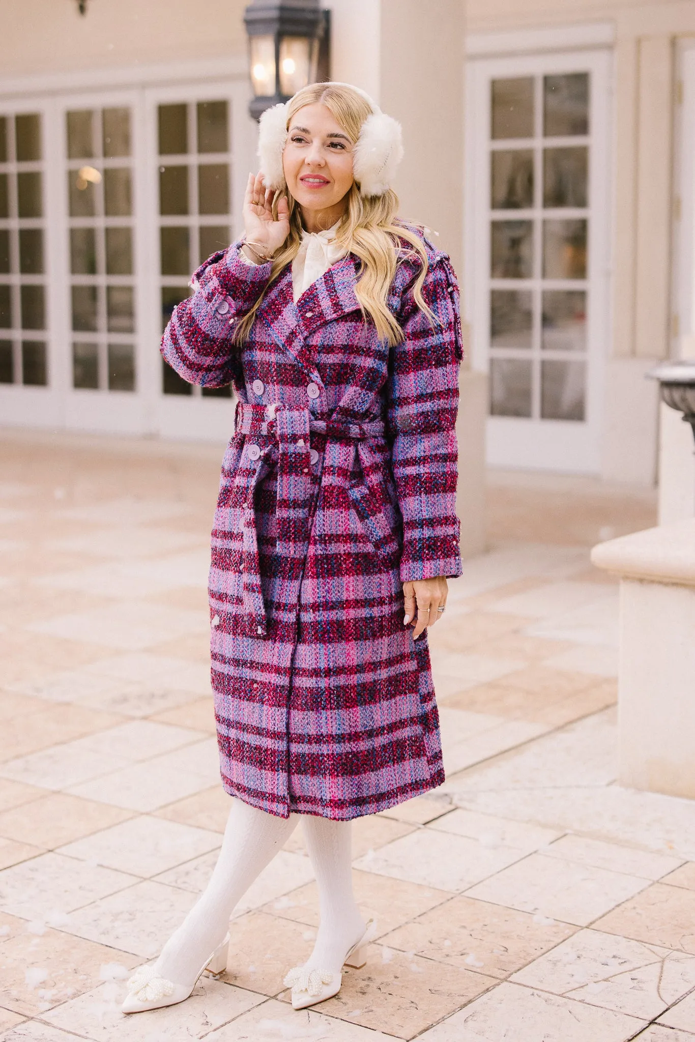 Holly Plaid Coat in Violet - FINAL SALE