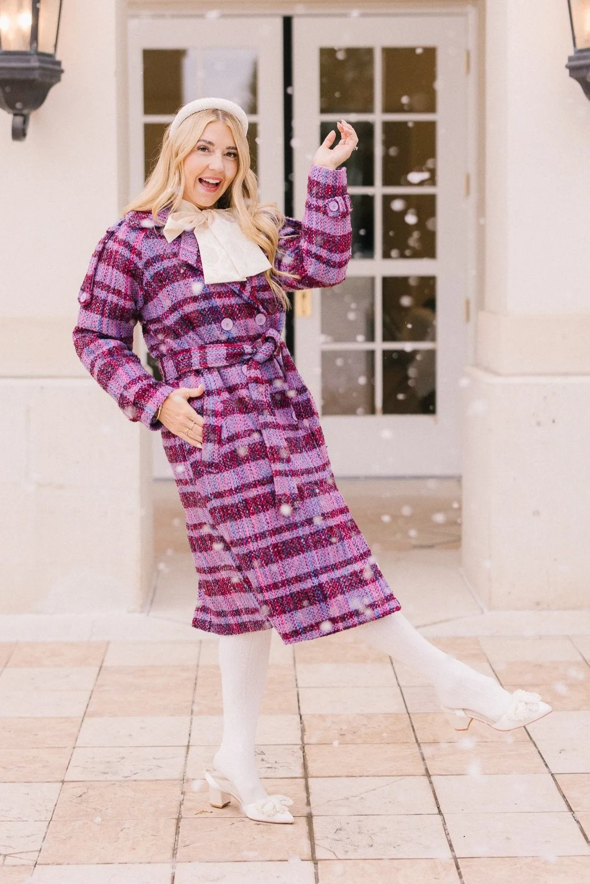 Holly Plaid Coat in Violet - FINAL SALE