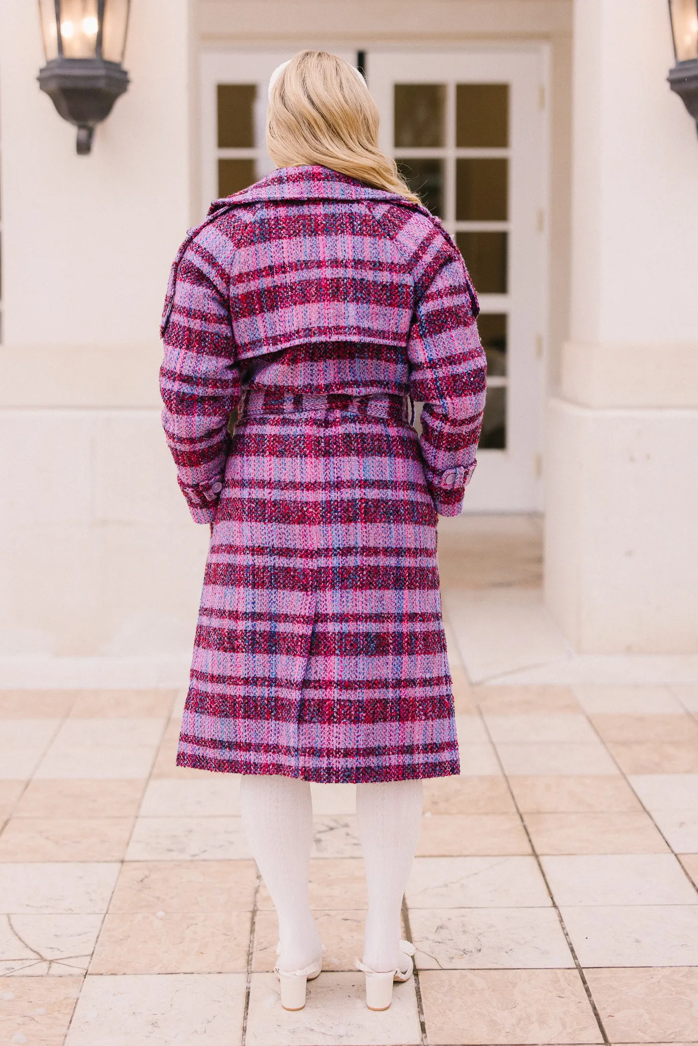 Holly Plaid Coat in Violet - FINAL SALE