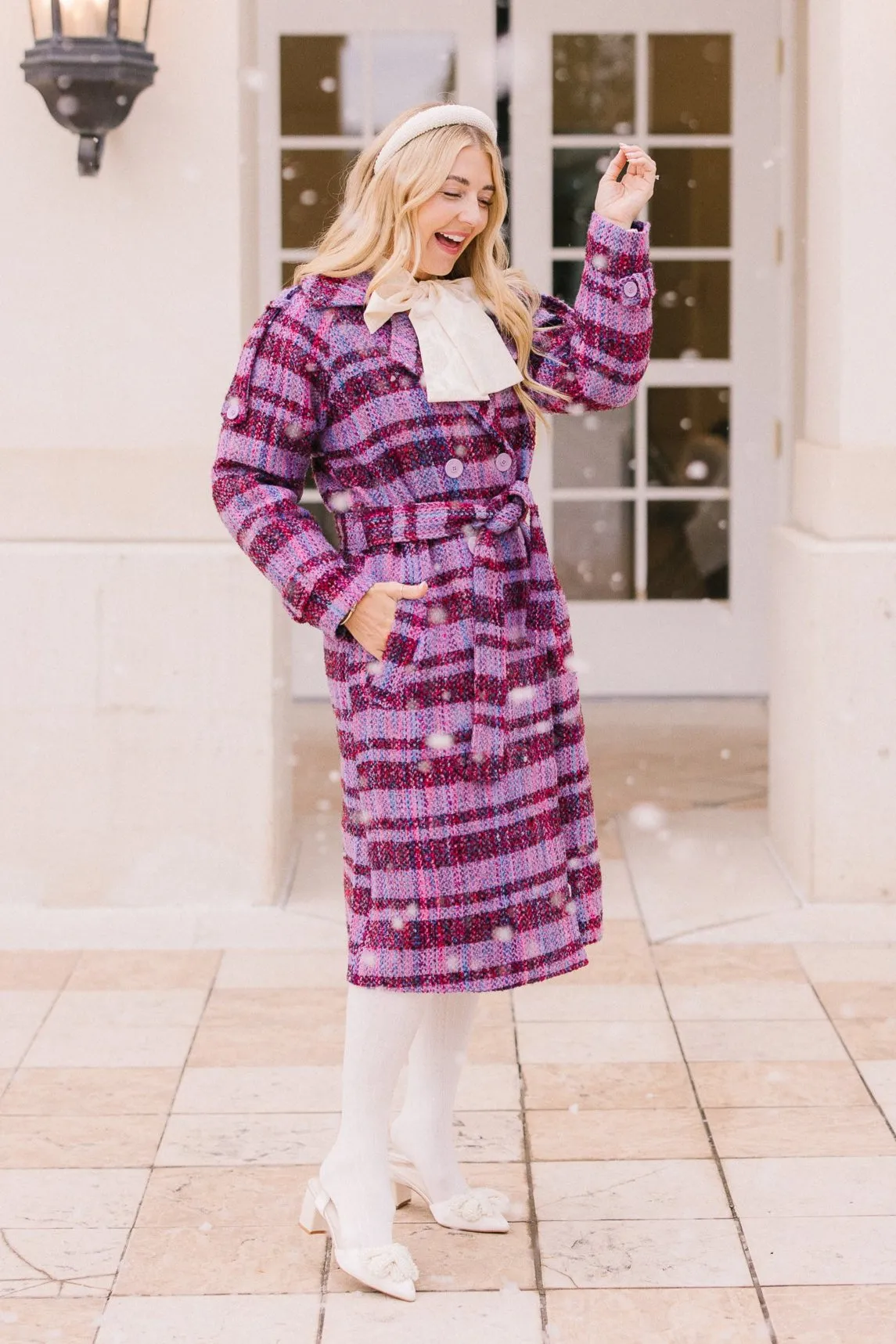 Holly Plaid Coat in Violet - FINAL SALE