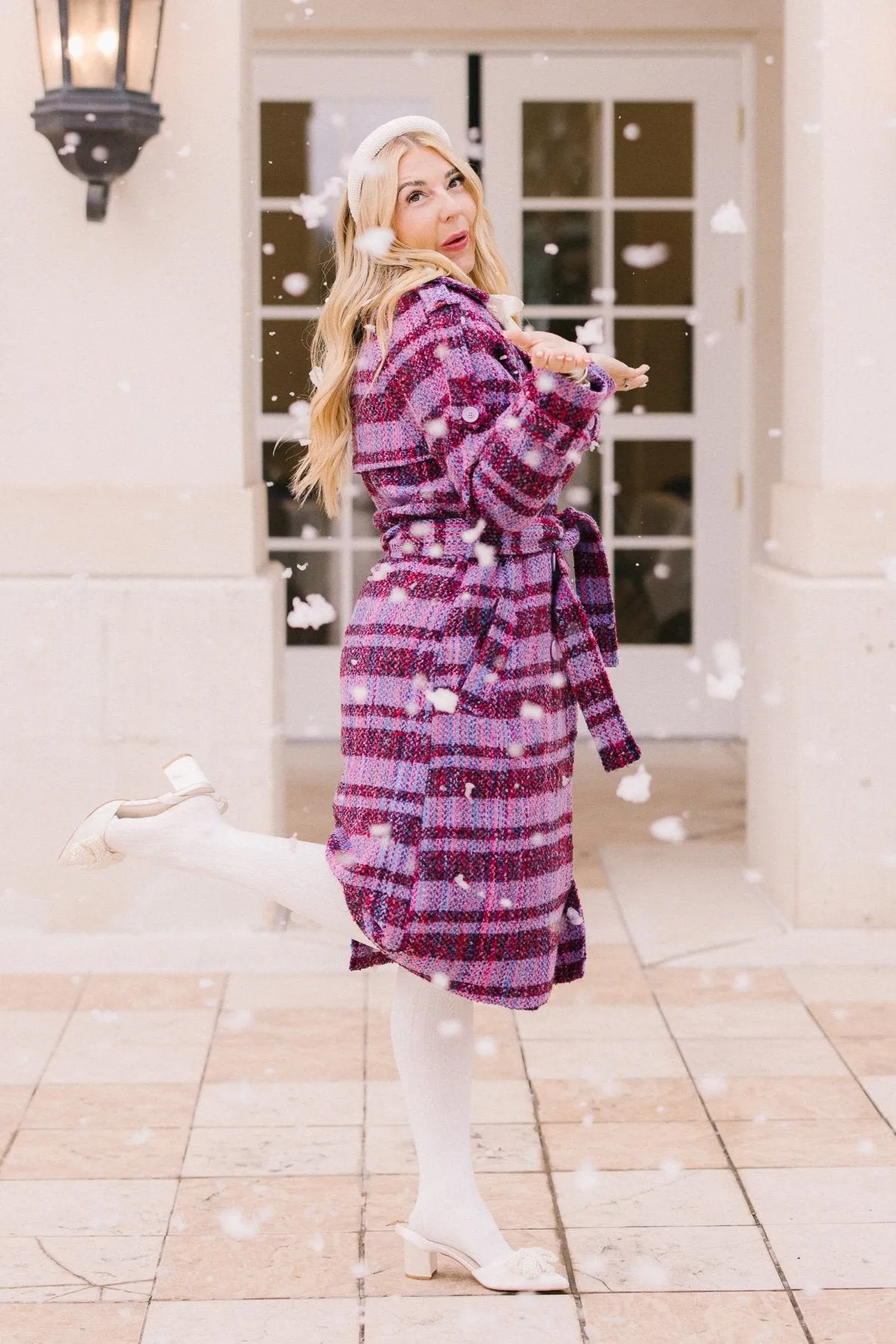 Holly Plaid Coat in Violet - FINAL SALE