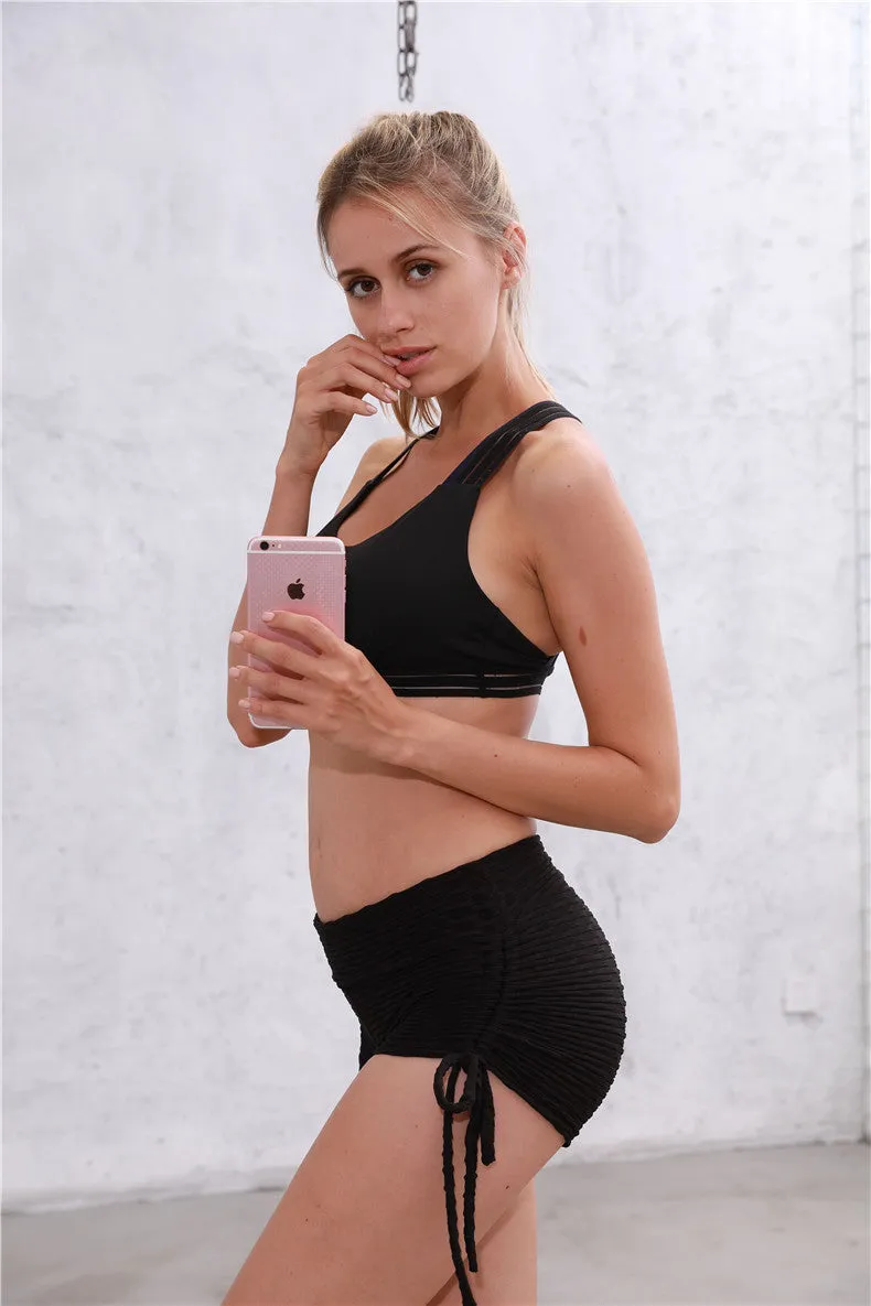 Hot Selling Jacquard Bubble Short Shorts Sporty Leggings Women Solid Colored Slim Look Hip-Flattering Yoga Pants Activewear