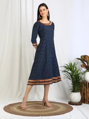 Ikat 'Bluebird' Long Cotton Dress