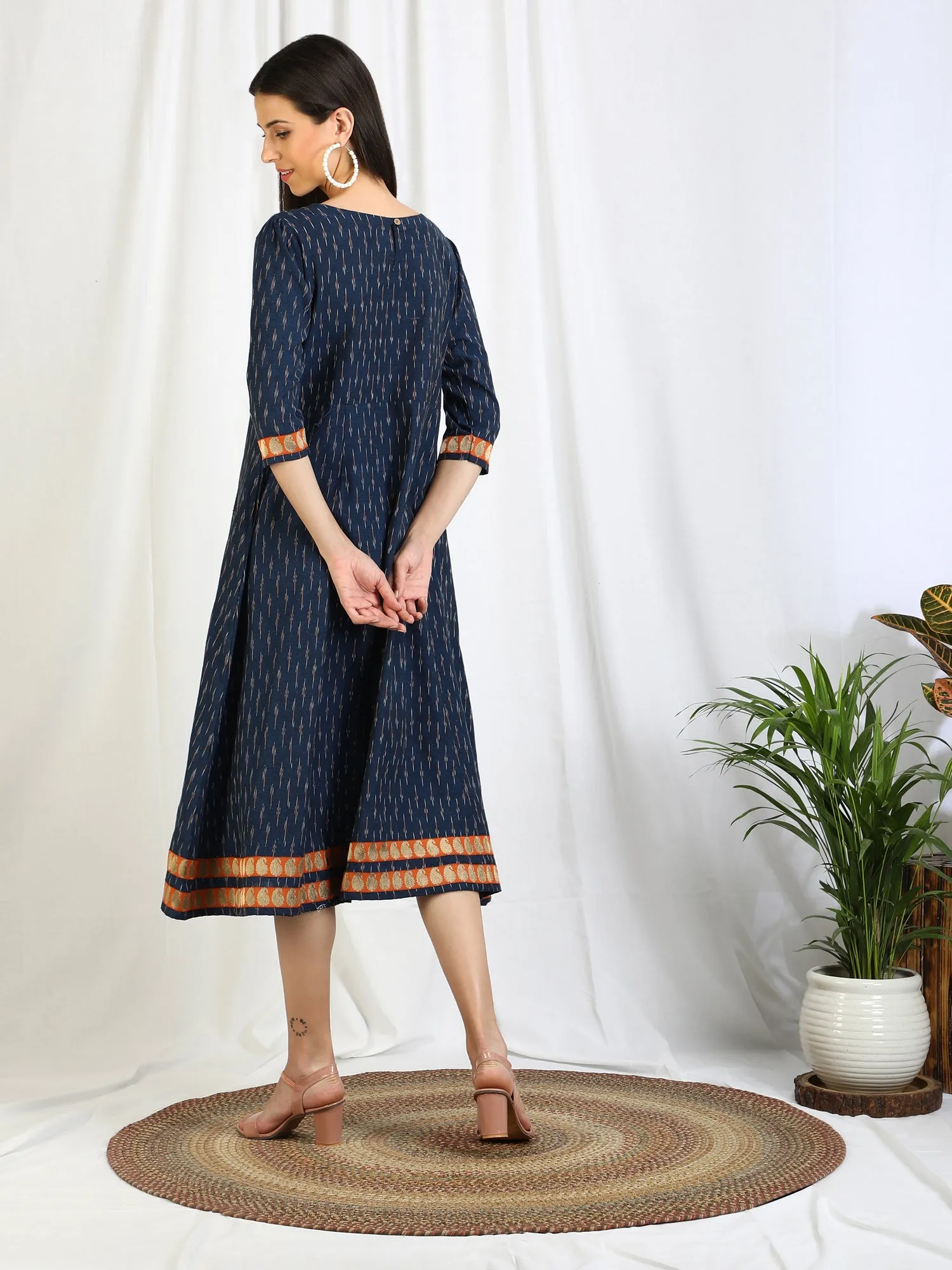 Ikat 'Bluebird' Long Cotton Dress