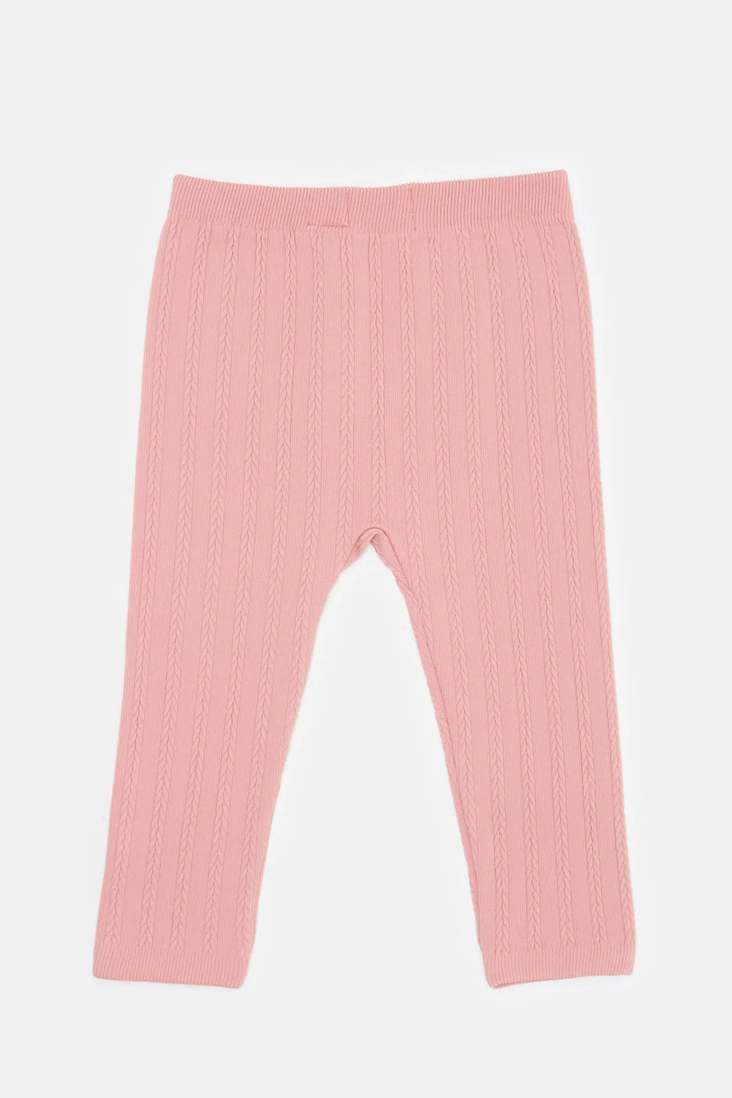 Infant Girls Pink Cable Knitted Leggings