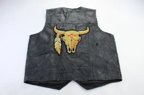 Italian Stone Design Embroidered Leather Vest