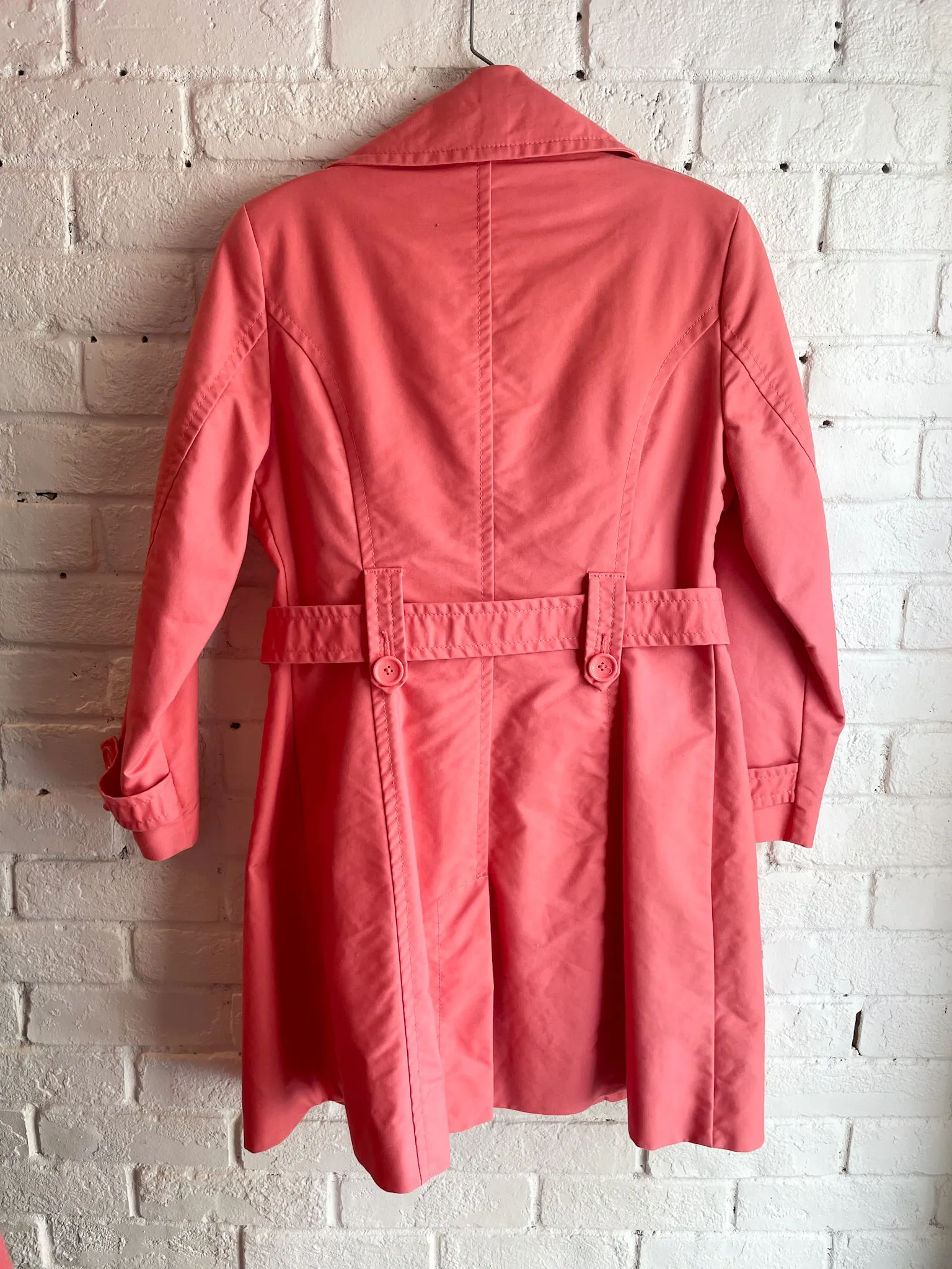 Joe Fresh Pink A-Line Cropped Sleeve Cotton Trench Coat - Small