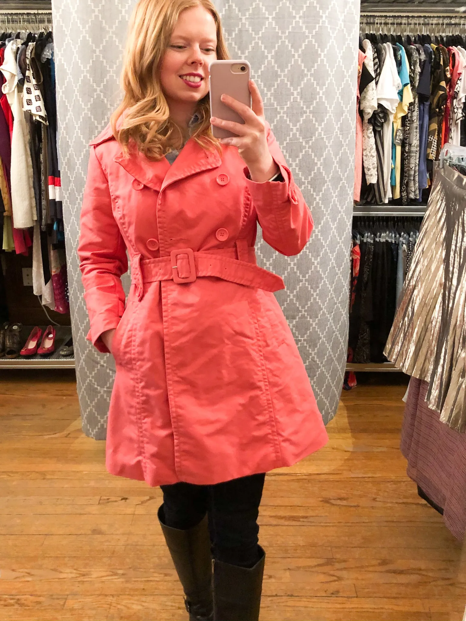 Joe Fresh Pink A-Line Cropped Sleeve Cotton Trench Coat - Small