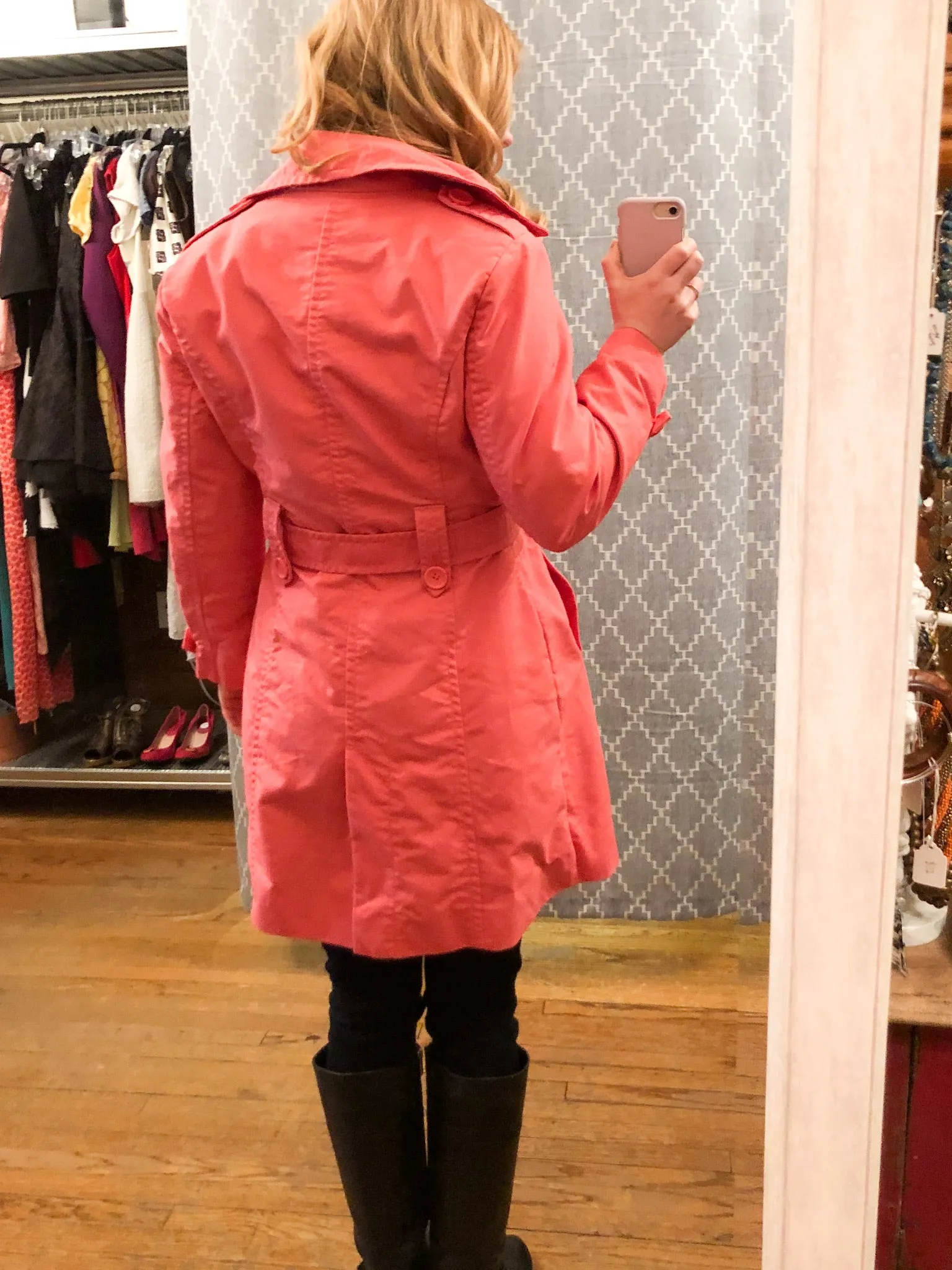 Joe Fresh Pink A-Line Cropped Sleeve Cotton Trench Coat - Small