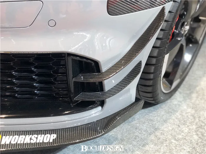 Karbel Carbon Dry Carbon Fiber Front Bumper Canards for Audi RS3 2018-2020