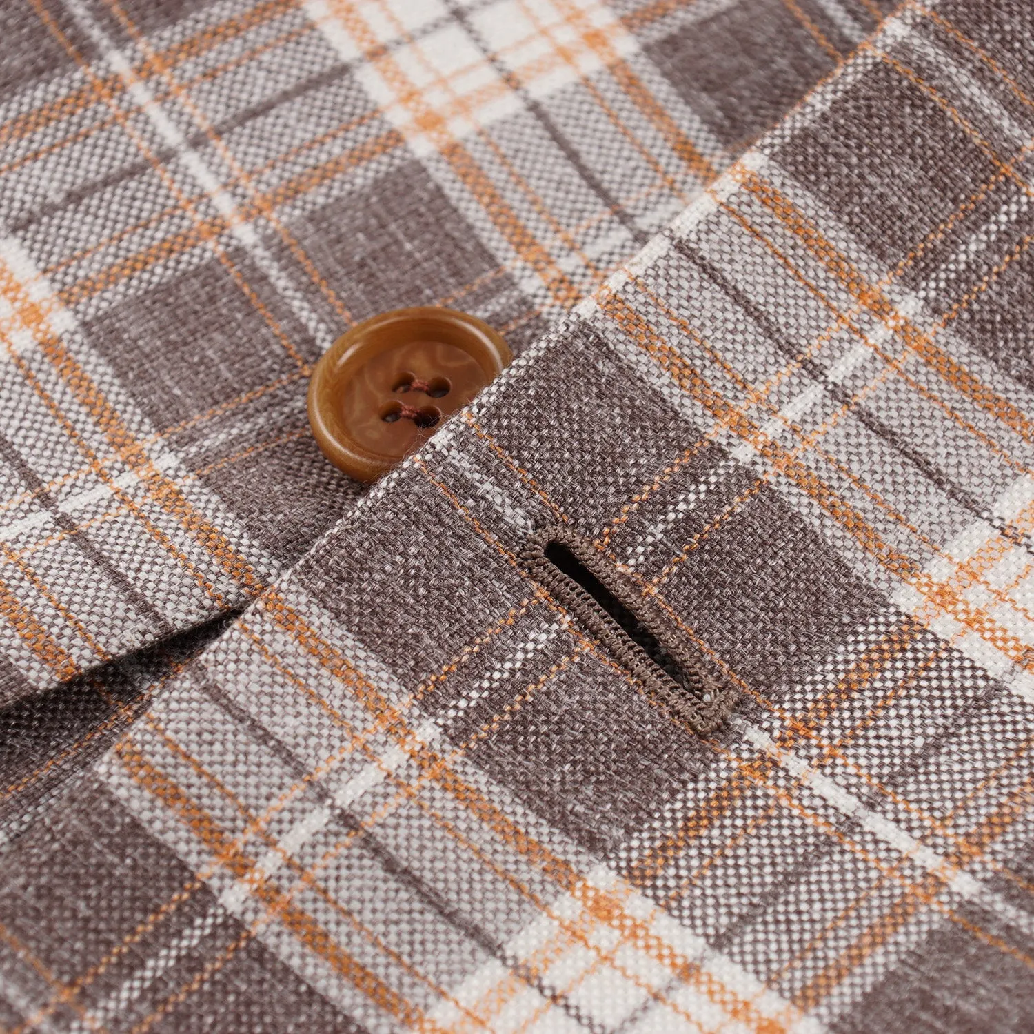 Kiton Layered Check Cashmere-Linen-Silk Sport Coat