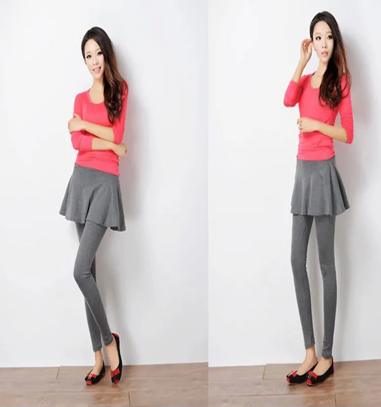 Korean Culottes False Two-Piece Flare Skirts Pleated Leggings Skorts