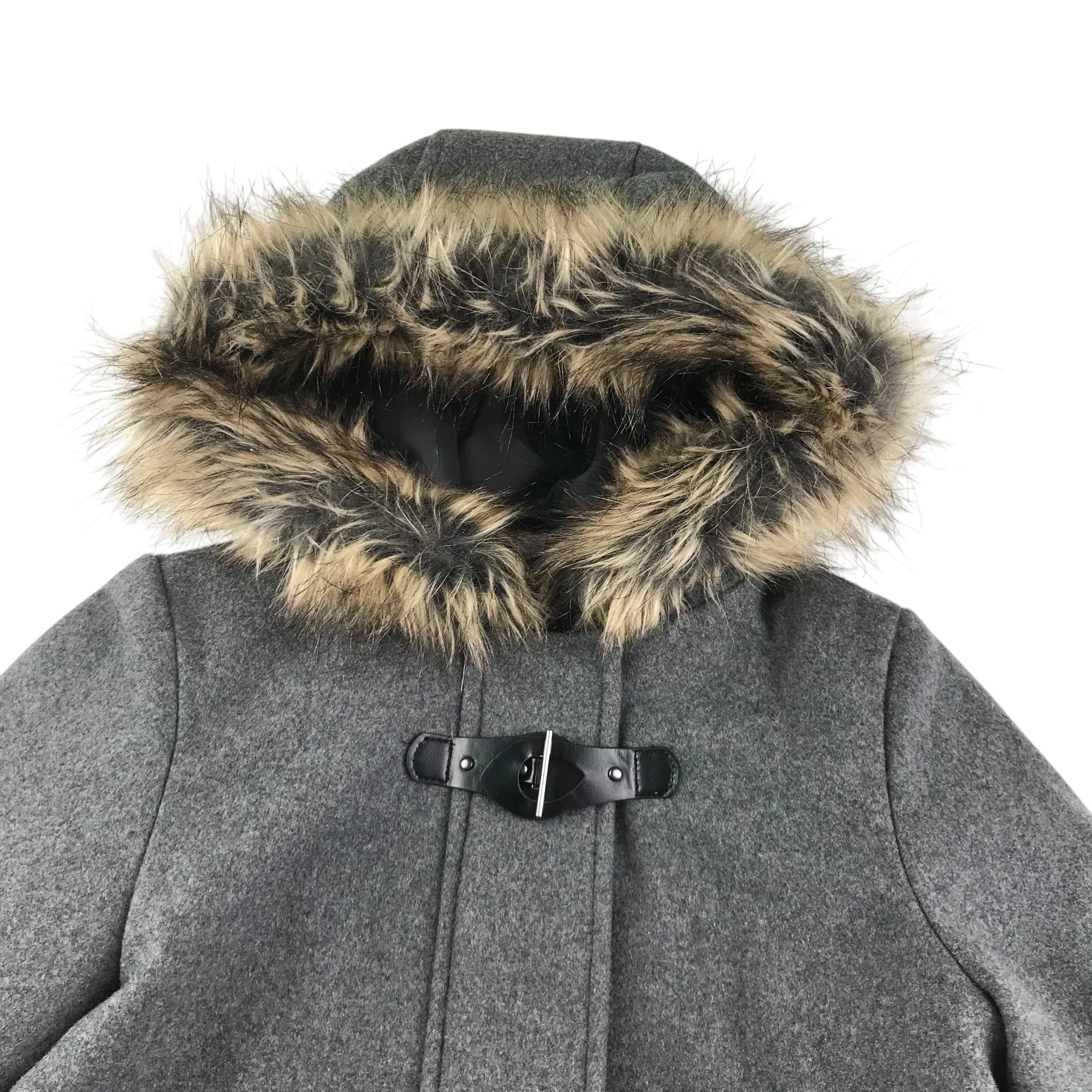 La Retoude coat 5-6 years grey coat with faux fur trim hood