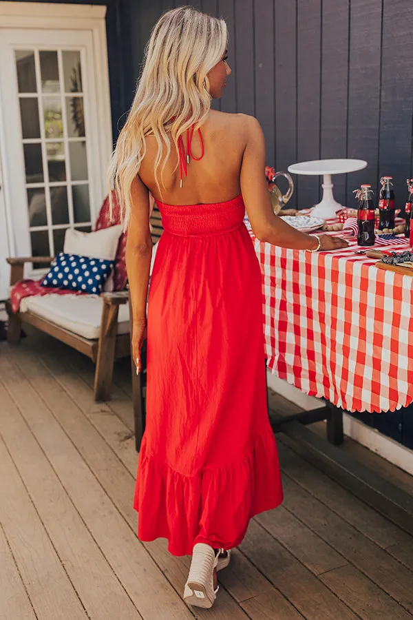 Lakeside Party Halter Midi in Red