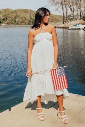 Lakeside Party Halter Midi in White