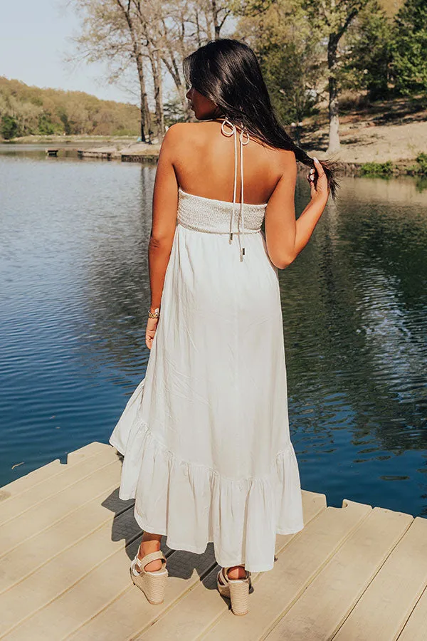 Lakeside Party Halter Midi in White