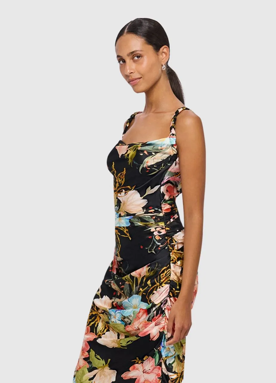 Leo Lin Rachel Cowl Neck Slip Dress - Opulent Print in Mystic