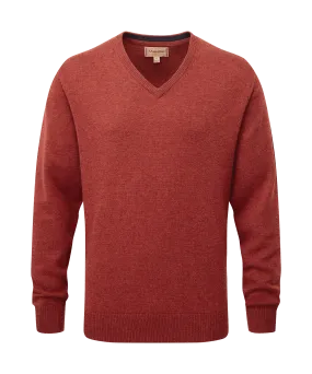 Lewis Lambswool V Neck Jumper - Deep Red