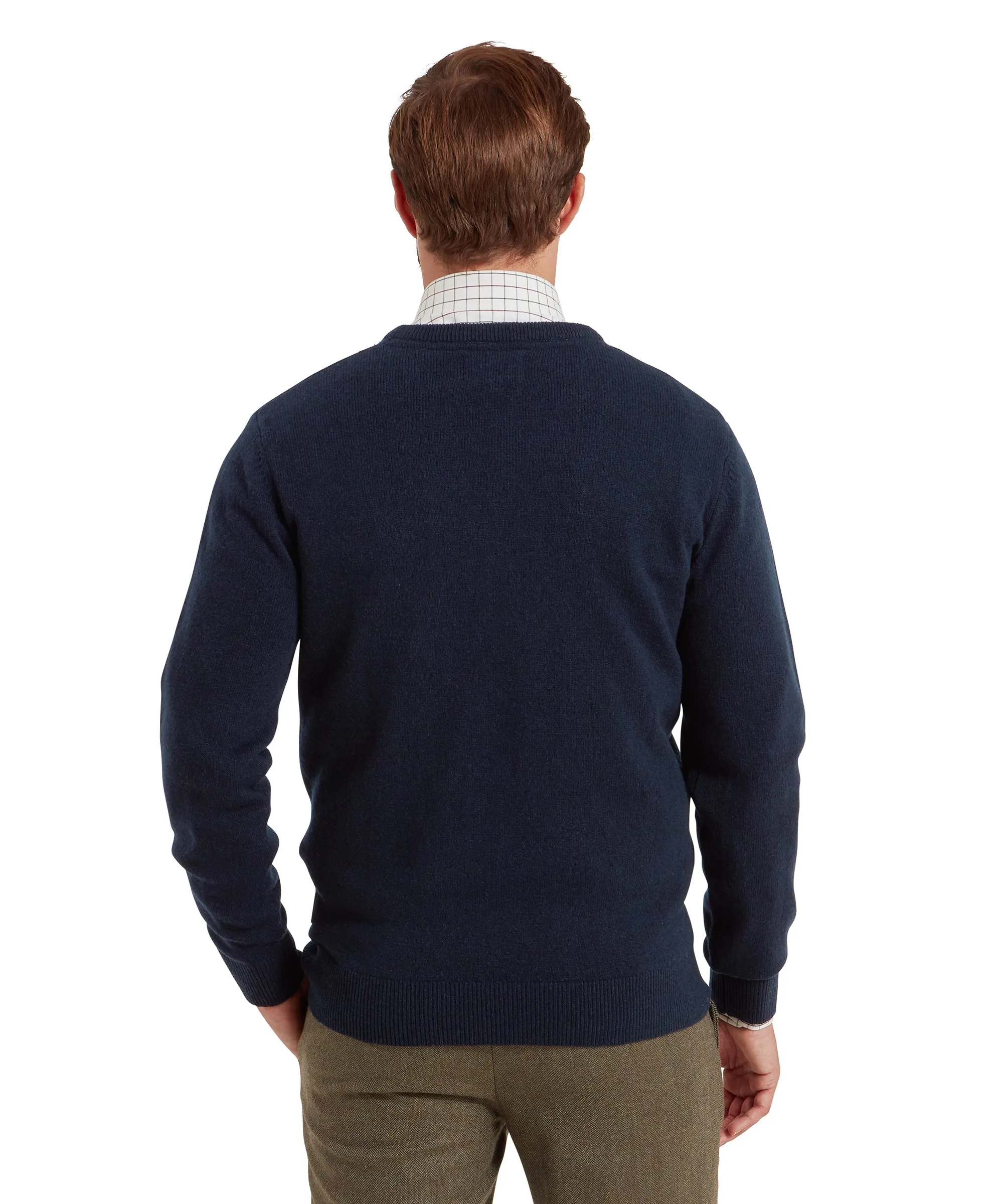 Lewis Lambswool V Neck Jumper - Navy