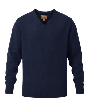 Lewis Lambswool V Neck Jumper - Navy