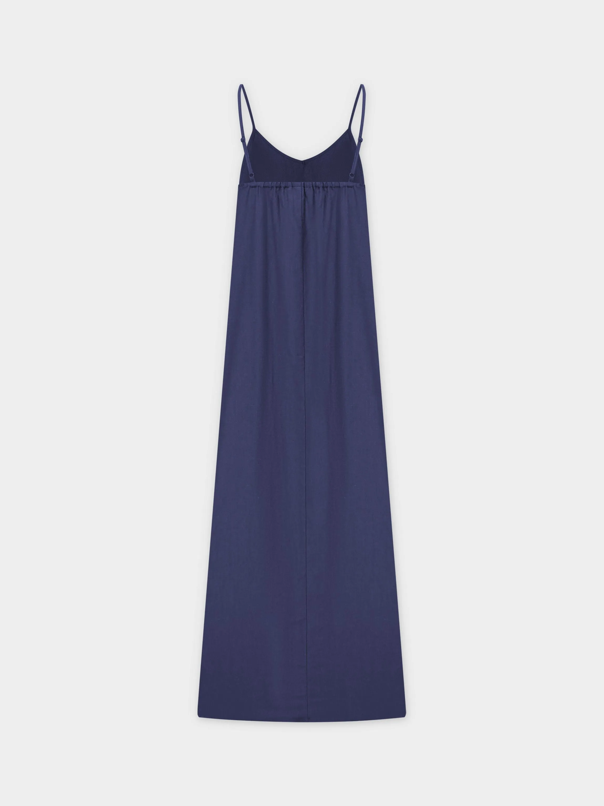 Linen Slip Dress-Navy