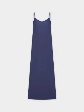 Linen Slip Dress-Navy