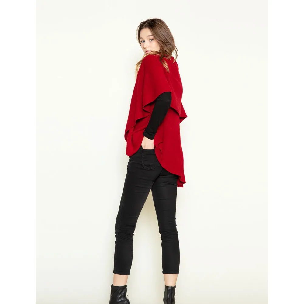 Look By M Basic Shawl Vest Red