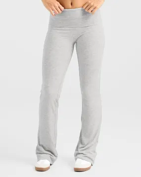 Lounge Ribbed Foldover Flared Leggings - Grey Marl