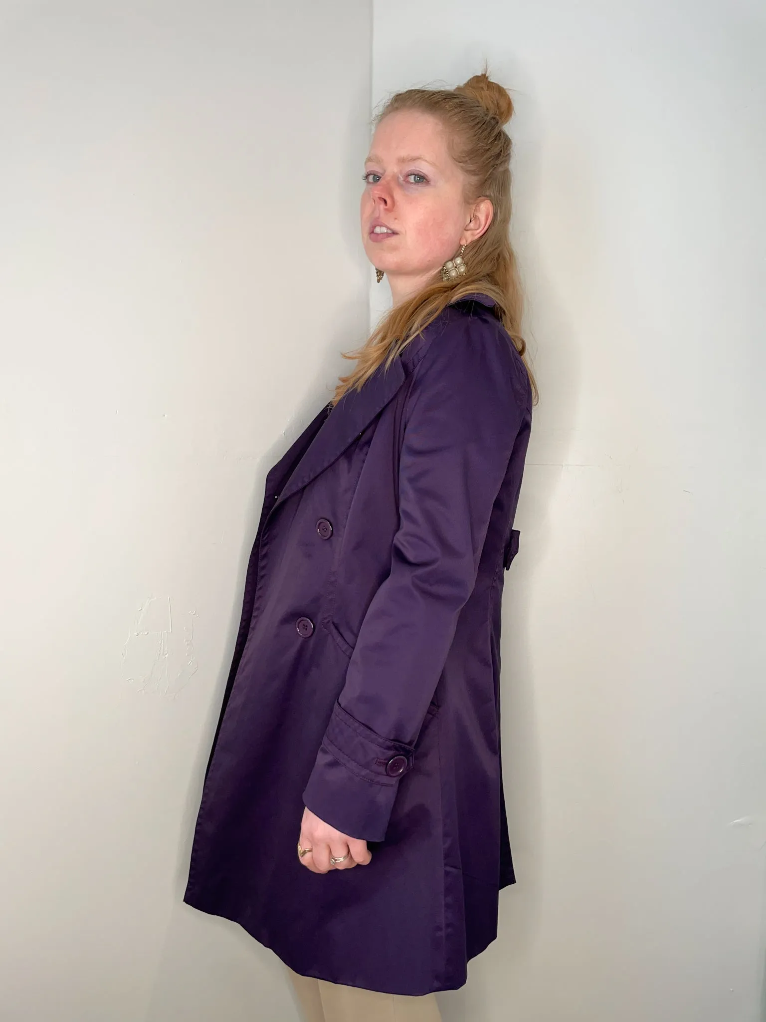 Marc Jacobs Deep Purple Satin A-Line Trench Coat - Size 2