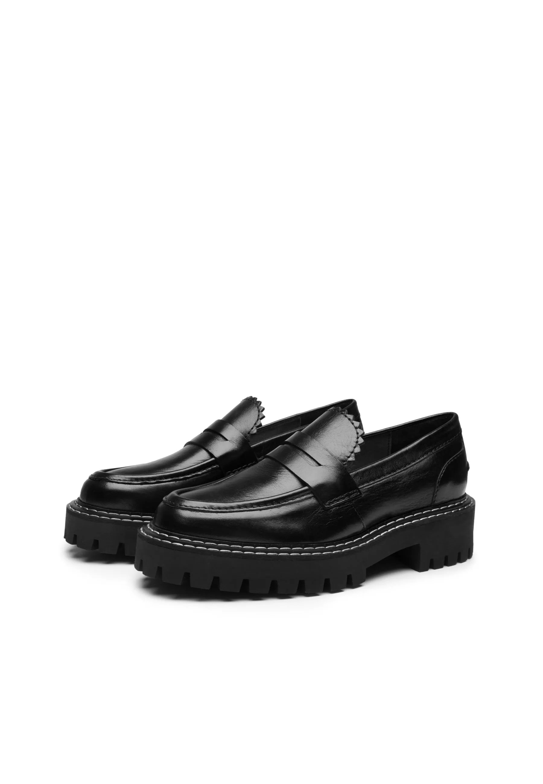 Matter Black Leather Loafers