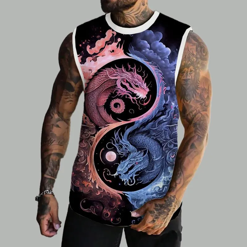 MEN'S BASIC PRINTED ROUND NECK VEST 37797019YM