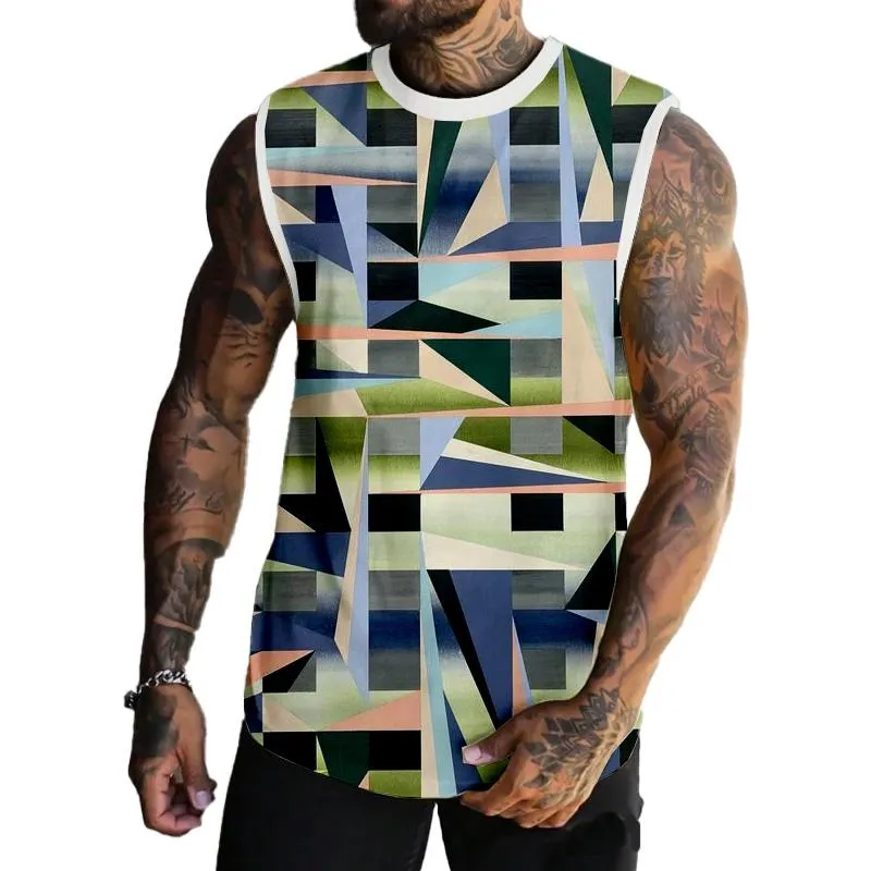 MEN'S BASIC PRINTED ROUND NECK VEST 62465758YM