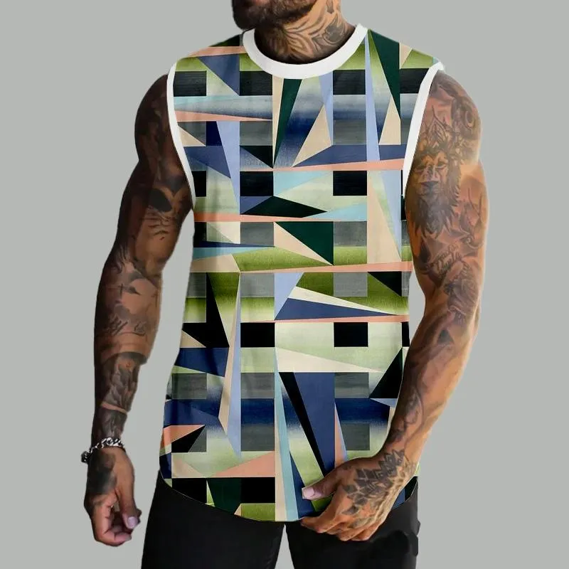 MEN'S BASIC PRINTED ROUND NECK VEST 62465758YM