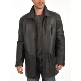 Mens Black Soft Lambskin Leather Car Coat