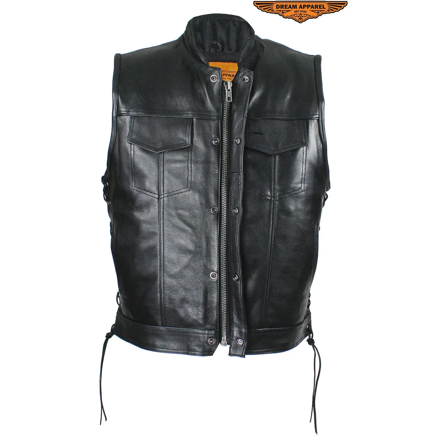 Men's Leather Gun Pocket Vest with Side Laces