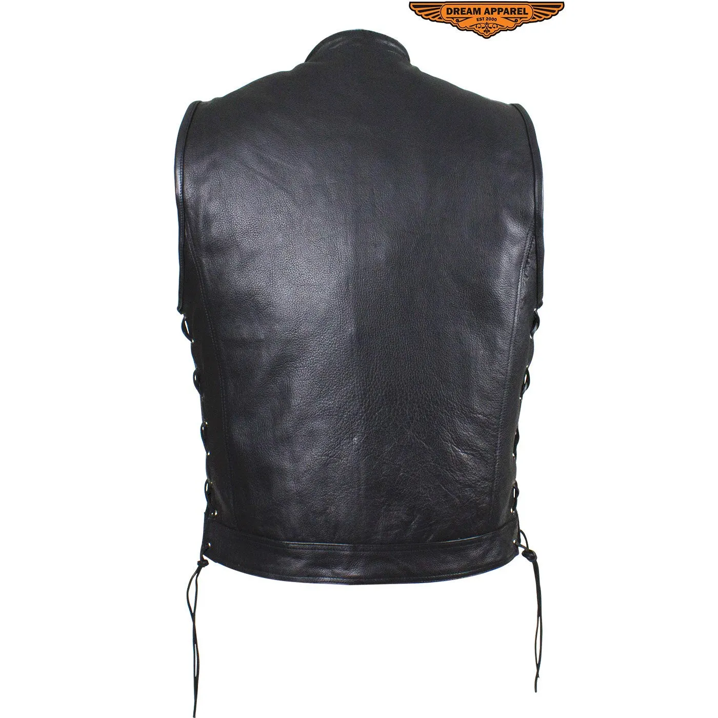 Men's Leather Gun Pocket Vest with Side Laces