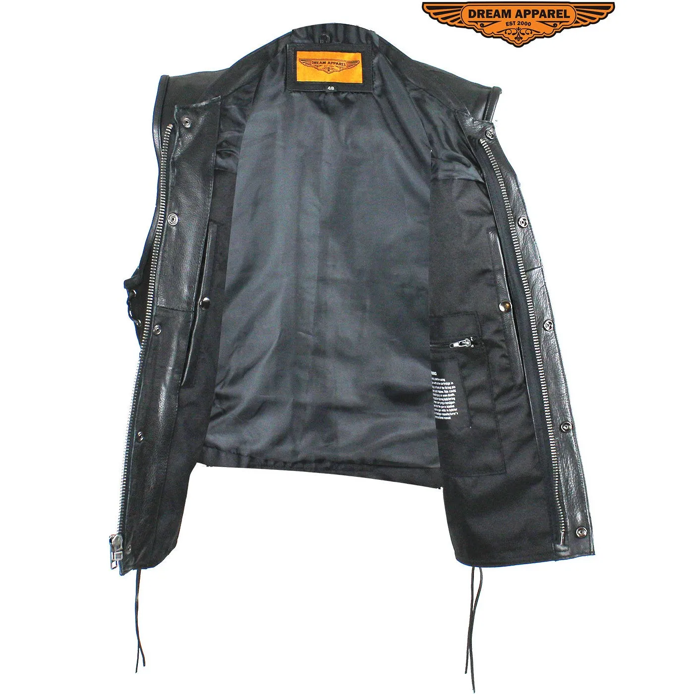 Men's Leather Gun Pocket Vest with Side Laces