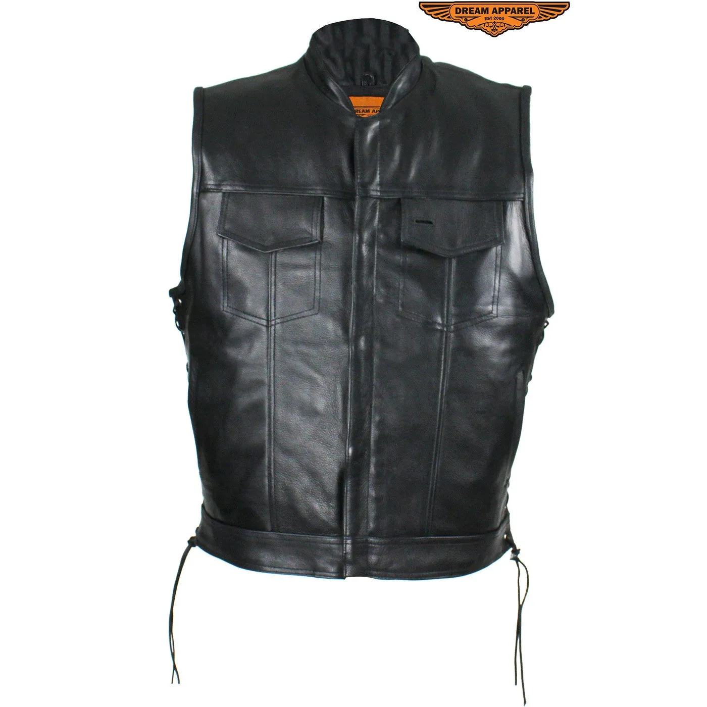 Men's Leather Gun Pocket Vest with Side Laces