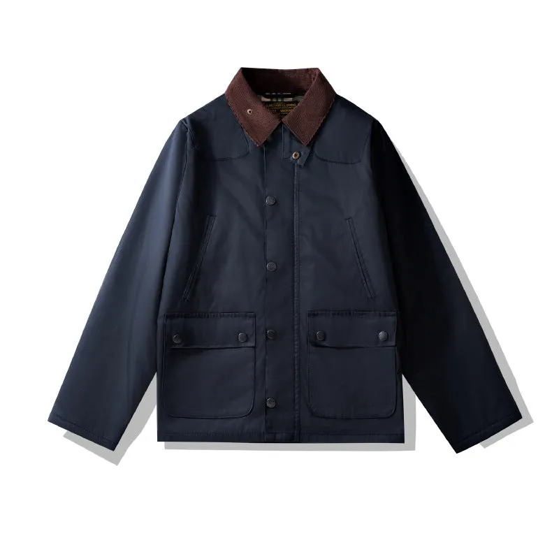 Men's oil wax jacket padded trench coat