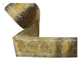 Metallic Decorative Wide Ribbon - Paisley & Hearts #50