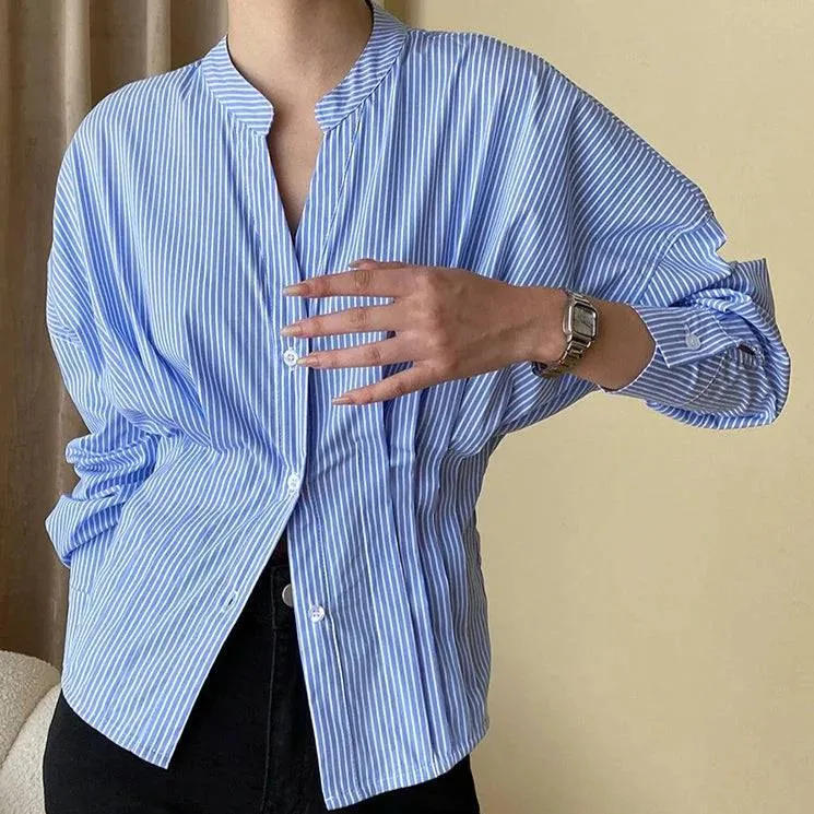 Milena Striped Pleated Waist Blouse