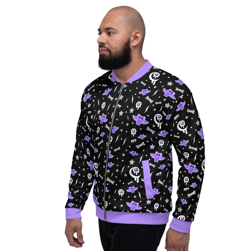 Milky Bat Night Black Unisex Bomber Jacket