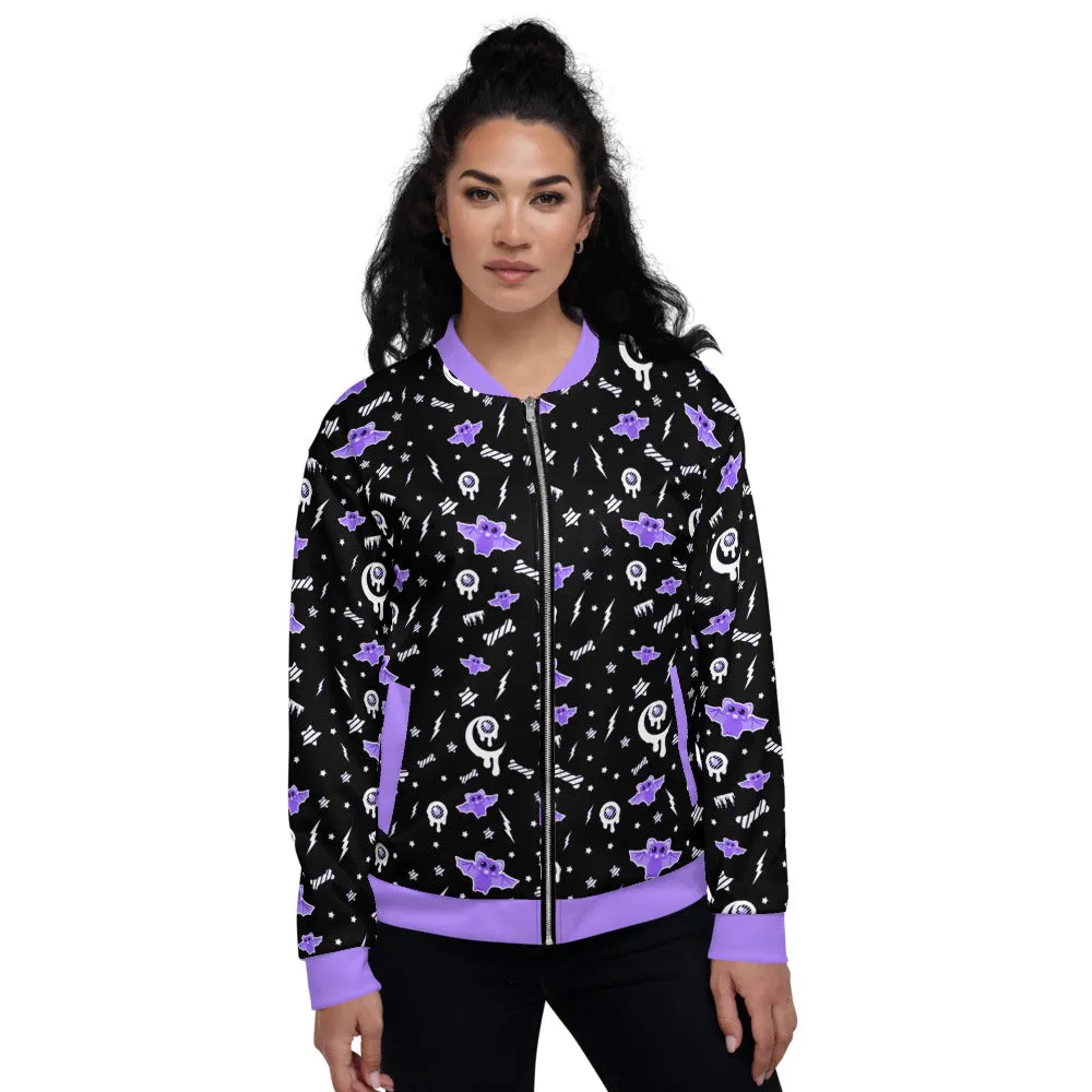 Milky Bat Night Black Unisex Bomber Jacket