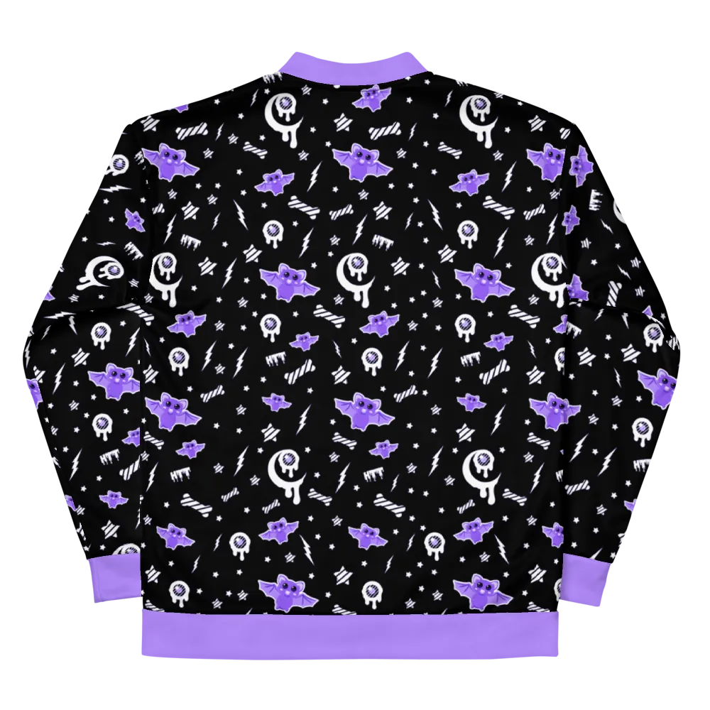 Milky Bat Night Black Unisex Bomber Jacket