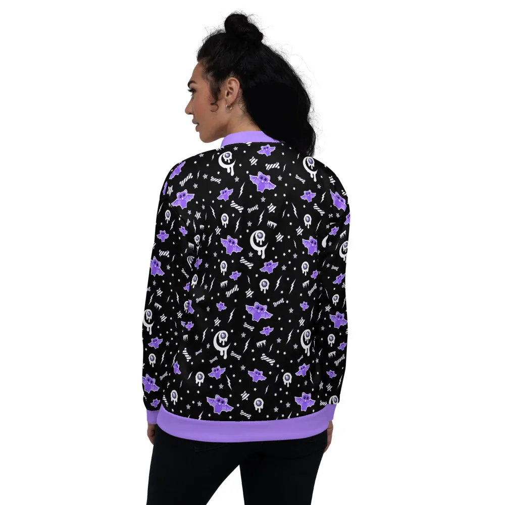 Milky Bat Night Black Unisex Bomber Jacket