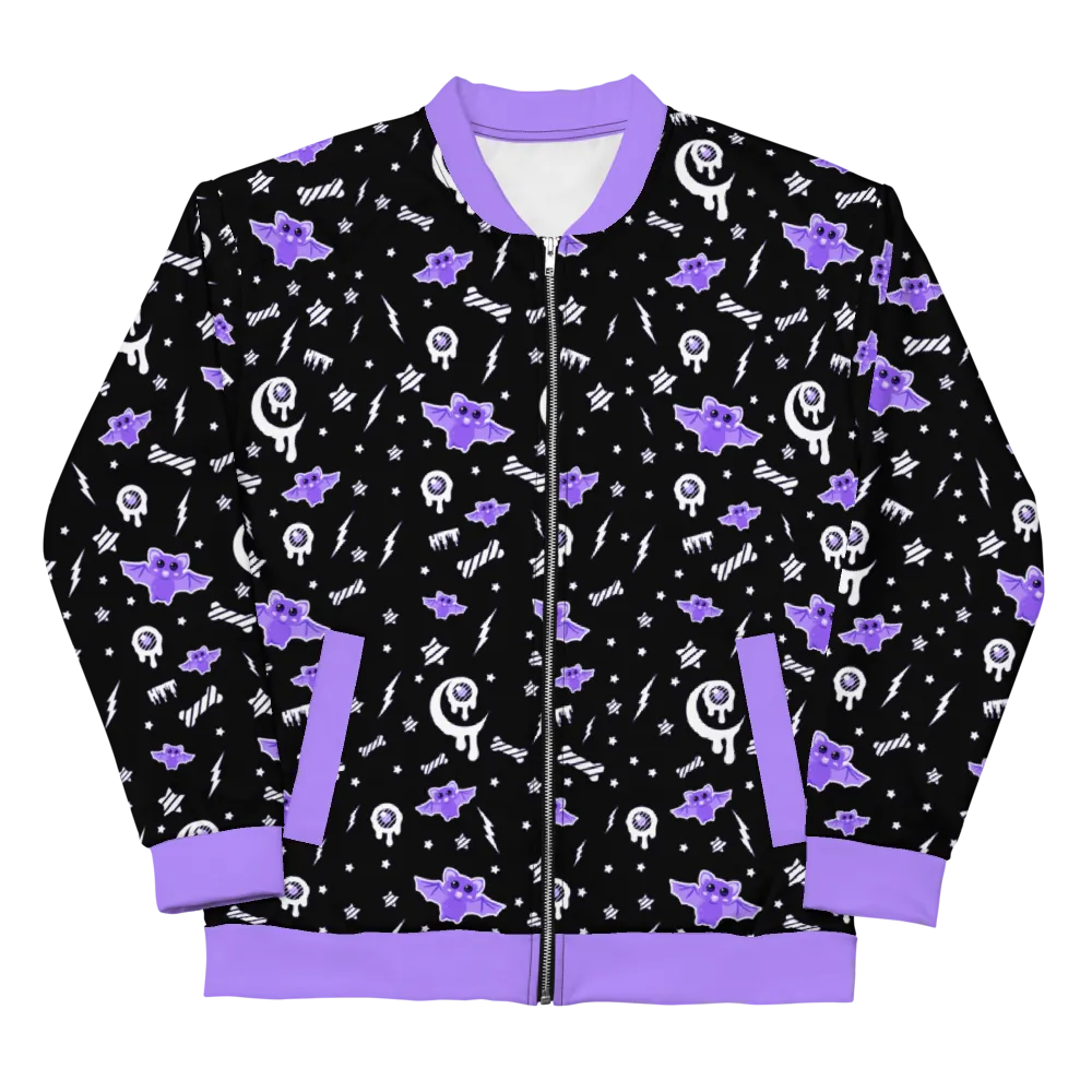 Milky Bat Night Black Unisex Bomber Jacket