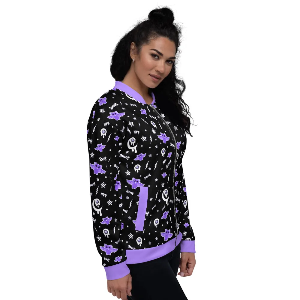 Milky Bat Night Black Unisex Bomber Jacket